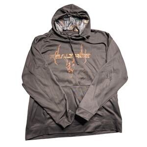 Men’s XL RealTree Hoodie, Gray with Orange Logo & Camo Hood Lining
